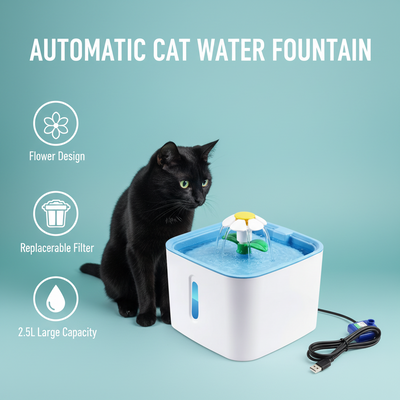 Automatic Pet Water Fountain for Cats  – Flower Drinking